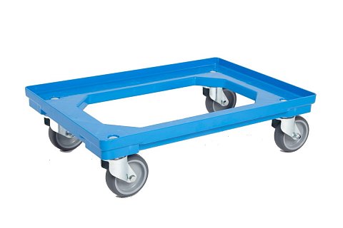 Přepravní vozík pod přepravky 600x400mm modrý - kolečka 100mm - nosnost 300kg